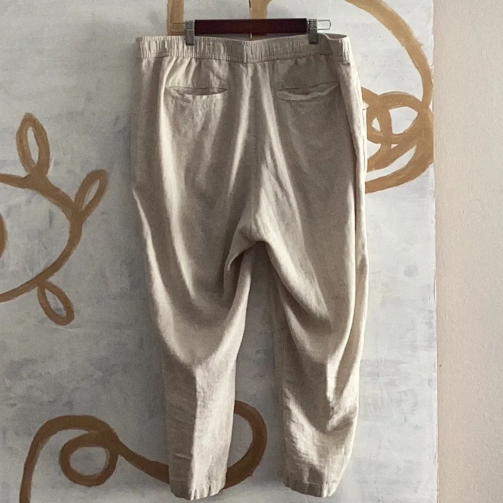 Old Navy Pants Womens XL Beige Linen Blend Pull On Straight Taper Pockets - Picture 4 of 6